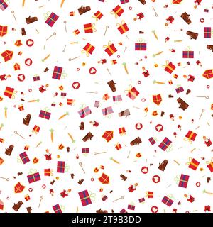 Alles Gute Zum Sinterklaas-Tag. Dezember. Feierlichkeiten zum Nikolaustag. Hintergrund mit dem Muster des Heiligen Nikolaus-Tages. Stock Vektor