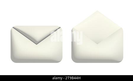 Geschlossenes und geöffnetes 3D-Briefumschläge Vektorillustration Design. Stock Vektor