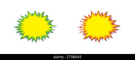 Starburst im Cartoon-Stil mit Schatten. Sprechblase-Badge. Vektorabbildung Stock Vektor