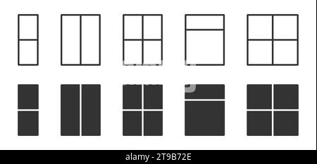 Fenstersymbolgruppe. Einfaches Design. Vektorabbildung Stock Vektor