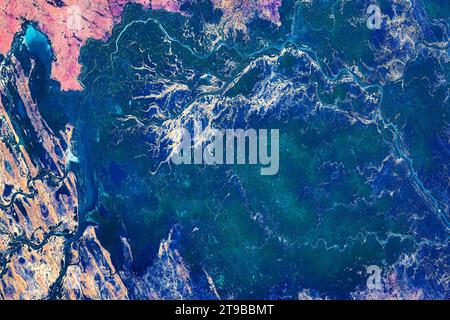 Schönheit in der Natur. Planet Earth Feature oder Detail. Luftaufnahme von der ISS oder der Internationalen Raumstation. Verwendungsrichtlinien: https://www.nasa.gov/nasa Stockfoto