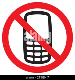 Symbol für einfaches Stoppzeichen für Telefonwarnung. Drücken Sie die Taste Telefon ausschalten. Vektorabbildung Stock Vektor