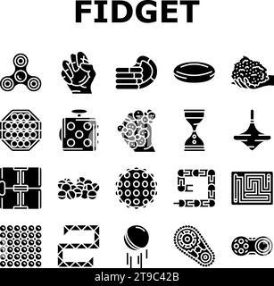 fidget Spielzeug Spaß Antistress Spiel Icons setzen Vektor Stock Vektor