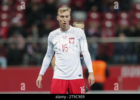 Warschau, Polen. November 2023. Adam Buksa aus Polen wurde während des Freundschaftsspiels zwischen Polen und Lettland bei PEG Narodowy gesehen. Endstand; Polen 2:0 Lettland. Quelle: SOPA Images Limited/Alamy Live News Stockfoto