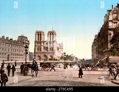 Brücke St. Michael, und römisch-katholische Kirche Notre-Dame de Paris, unsere Liebe Frau, die Kathedrale des Erzbistums Paris, Frankreich, Historisch, um 1900, digital restaurierte Reproduktion von einer Vorlage aus dem 19. Jahrhundert / St. Michael's Bridge und römisch-katholische Kirche Notre-Dame de Paris, unsere Lieben Frau, Kathedrale des Erzbistums von Paris, Frankreich, historisch, um 1900, digital restaurierte Reproduktion eines Originals aus dem 19. Jahrhundert Stockfoto