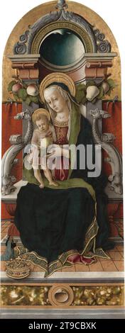 Madonna und Kind thront mit einem Spender 1470 von Carlo Crivelli Stockfoto