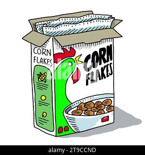 Hand Gezeichnete Box Von Getreide Cartoon Doodle Art Vektor Illustration Stock Vektor