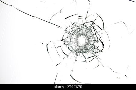 Visual Symphony: The Dance of Destruction as a Bullet meets Glass Stockfoto