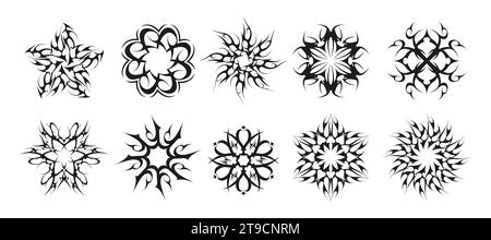 Stammeskreise. Keltische Spiralmotive, indische maori-indische traditionelle dekorative Elemente, florale Wirbel und Kurven. Vektor-isolierter Satz von Ornament keltische Spiralillustration Stock Vektor