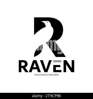 Raven-Logo mit Buchstabe R Stock Vektor