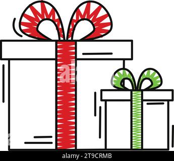 Weihnachtsgeschenk Icon Cartoon Sketch Stil Vektor Stock Vektor