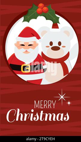 Fröhliches weihnachtsposter mit niedlichen Charakteren Vektor Stock Vektor