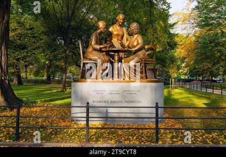 Frauenrechte Pioneer's Statue, Central Park, New York City, USA Stockfoto