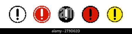 8-Bit-Warnsymbol. Pixelfehler Retro-Banner. Stock Vektor