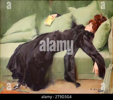 Dekadente junge Frau (nach dem Tanz) 1899, Öl auf Leinwand. Ramon Casas (1866-1932). Museum von Montserrat. Katalonien, Spanien. Stockfoto