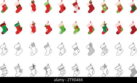 Set von weihnachtssocken Icons Vektor Stock Vektor