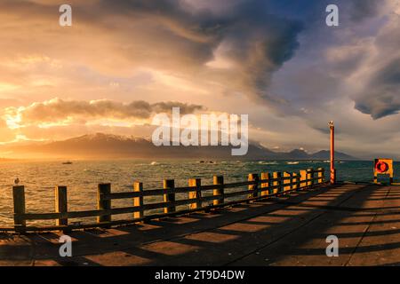 Kaikoura Werft in der Abendsonne Stockfoto