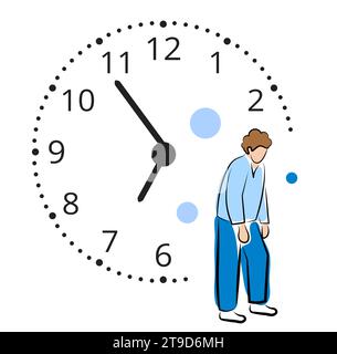 Verschlafener Kerl auf weißem Hintergrund. Vektorillustration im Doodle-Stil Stock Vektor