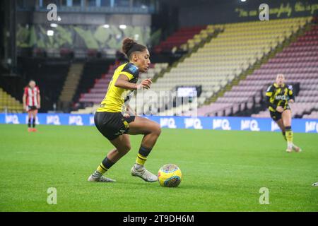 Watford, Großbritannien. November 2023. Watford, England, 19. November 2023 Lucia Leon in Aktion während des Barclays FA Womens Championship Spiels zwischen Watford und Sheffield United in der Vicarage Road in Watford, England (will Hope/SPP) Credit: SPP Sport Press Photo. /Alamy Live News Stockfoto