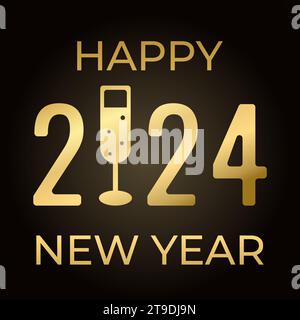 „Happy New Year 2024“-Logo Stock Vektor
