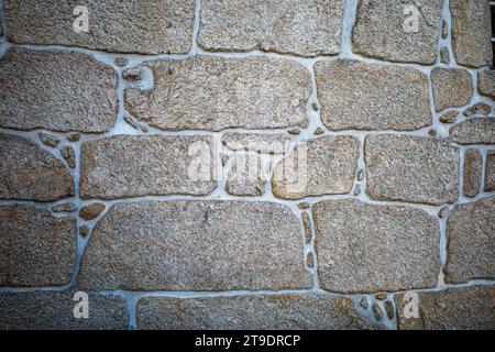 Alte Steinmauern mit grauen Texturen, aufgenommen in den Bergen von Fiais da Beira - Bezirk Coimbra Portugal Stockfoto
