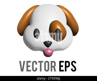 Weißes und braunes Gesicht des Hundes in 3D-Optik mit heraushängender Zunge Stock Vektor