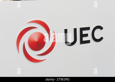 SHANGHAI, CHINA - 24. NOVEMBER 2023 - der UEC-Stand auf der ersten Shanghai International Commercial Aerospace Industry Exhibition in Shanghai, China, N Stockfoto