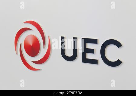 SHANGHAI, CHINA - 24. NOVEMBER 2023 - der UEC-Stand auf der ersten Shanghai International Commercial Aerospace Industry Exhibition in Shanghai, China, N Stockfoto