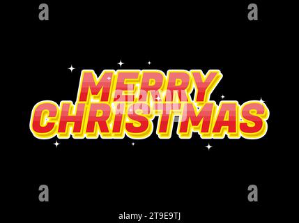 Frohe Weihnachten Texteffekt in Rot und Gelb. Schwarzer Hintergrund Stock Vektor