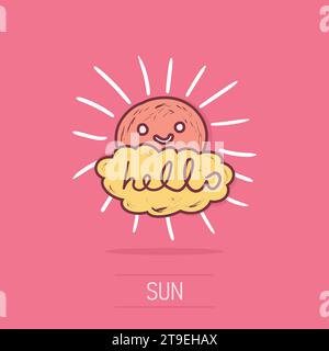 Hallo Sommer Hand gezeichnet Chalk Sonne Symbole. Vector Illustration auf weißem Hintergrund. Stock Vektor