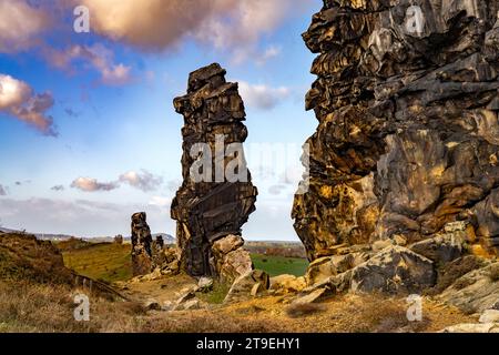 Die Felsformation Teufelsmauer im Landkreis Harz bei Thale und Weddersleben, Sachsen-Anhalt, Deutschland | Felsformation Teufelsmauer Teufelsmauer Teufelsmauer Stockfoto