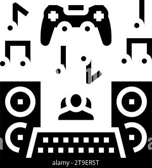 Sound Design Spielentwicklung Glyphe Icon Vektor Illustration Stock Vektor