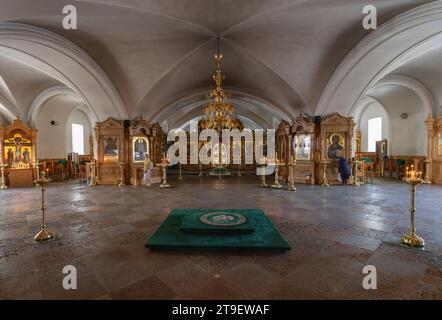 Inneres der Hauptkathedrale des Klosters von Valaam Island im Ladoga-See Stockfoto