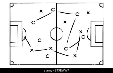 Strategiespielplan. Programm für die Ausbildung von Fußballmannschaften. Sportkonzept. Vektorabbildung Stock Vektor