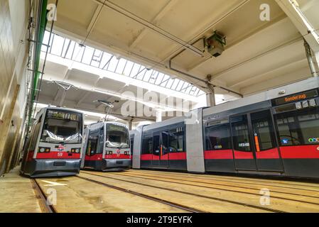 Wien, Straßenbahn, Remise (Betriebshof) Hernals // Wien, Straßenbahndepot Hernals Stockfoto