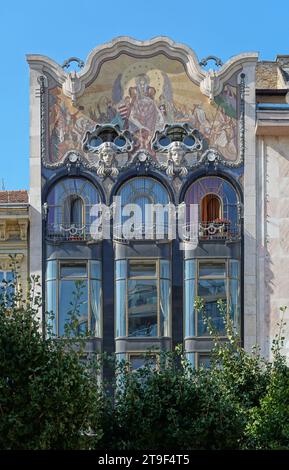 Budapest, Bankhaus Török, Szervita tér 3, Henrik Böhm, Ármin Hegedüs 1906, Mosaik von Miksa Roth // Budapest, Török Bank House (Türkisches Bankhaus), S Stockfoto