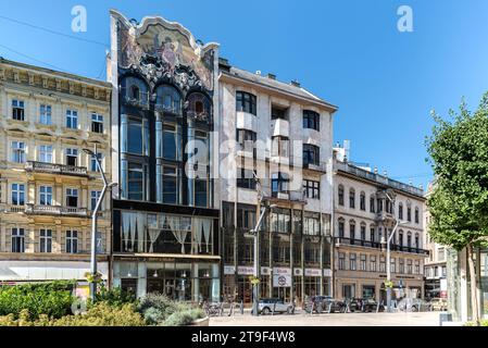 Budapest, Bankhaus Török, Szervita tér 3, Henrik Böhm, Ármin Hegedüs 1906 // Budapest, Török Bank House (Türkisches Bankhaus), Szervita tér 3, Henrik B. Stockfoto