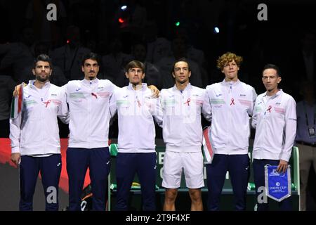 Malaga, Spanien. November 2023. Team Italienim Finale Davis Cup 2023 Spiel Italien gegen Serbien der Palacio Martin Carpena, Spanien am 25. November 2023 in Malaga Credit: Independent Photo Agency/Alamy Live News Stockfoto