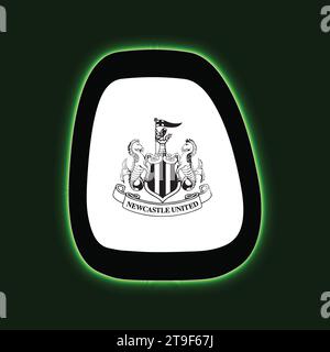 Newcastle United FC Logo Neon Light Board Ansicht Grüner Hintergrund, englischer Profi-Fußballverein Vektor-Illustration abstraktes bearbeitbares Bild Stock Vektor