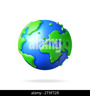 3D-Cartoon Planet Erde isoliert auf weiß. Stock Vektor