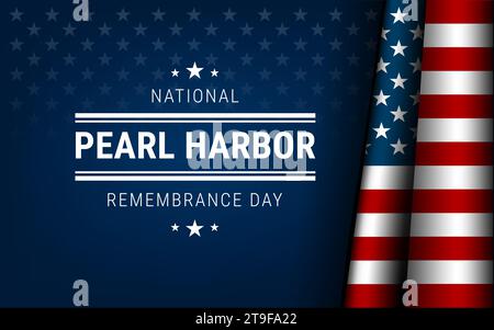 Nationaler Pearl Harbor Gedenktag Hintergrund mit USA Flagge auf blauem Hintergrund - Vektor-Illustration Stock Vektor