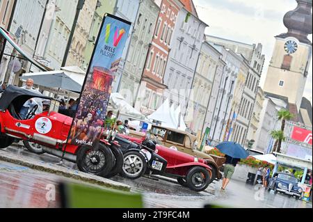 Der Ennstal Classic ist eine der berühmtesten Oldtimer-Rallyes in Österreich und Europa für historische Automobile Stockfoto