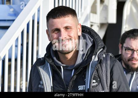 Pete Jameson von Hartlepool United während des Spiels der Vanarama National League zwischen Hartlepool United und Bromley im Victoria Park, Hartlepool am Samstag, den 25. November 2023. (Foto: Scott Llewellyn | MI News) Credit: MI News & Sport /Alamy Live News Stockfoto