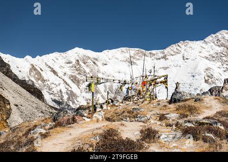 Kanchenjunga South Base Camp Trekking im Himalaya von Oktang, Taplejung, Nepal Stockfoto