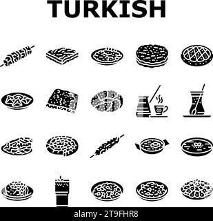 türkische Küche Essen Essen Ikonen setzen Vektor Stock Vektor