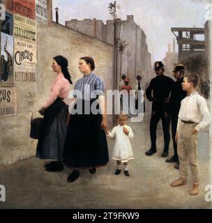 Vor den Plakaten 1891 von Karoly Ferenczy Stockfoto