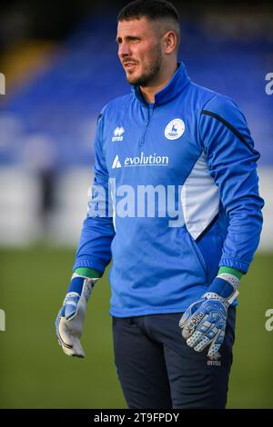 Pete Jameson von Hartlepool United während des Spiels der Vanarama National League zwischen Hartlepool United und Bromley im Victoria Park, Hartlepool am Samstag, den 25. November 2023. (Foto: Scott Llewellyn | MI News) Credit: MI News & Sport /Alamy Live News Stockfoto