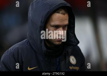 Chelsea's Mykhaylo Mudryk während des Premier League-Spiels zwischen Newcastle United und Chelsea in St. James's Park, Newcastle am Samstag, den 25. November 2023. (Foto: Michael Driver | MI News) Credit: MI News & Sport /Alamy Live News Stockfoto