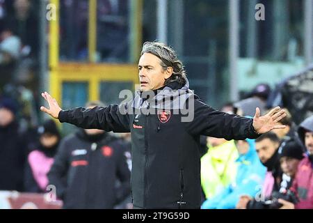 Salerno, Italien. November 2023. Filippo Inzaghi Cheftrainer der US Salernitana während des Fußballspiels der Serie A zwischen US Salernitana und SS Lazio im Arechi-Stadion in Salerno (Italien) am 25. November 2023. Quelle: Insidefoto di andrea staccioli/Alamy Live News Stockfoto