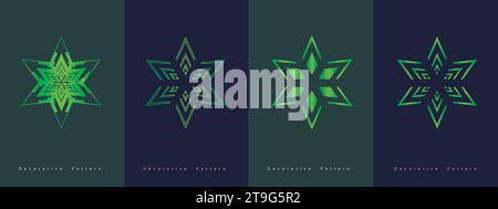 Vektor-Set von abstrakten bunten vier Sternen - für Weihnachtsfeier Einladung, Dekoration, festliche Textur isolierte Vektor-Set Stock Vektor